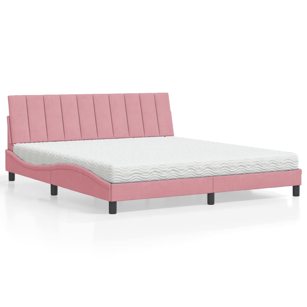 Bett mit Matratze "Hanko" Hellgrau 80x200 cm Samt