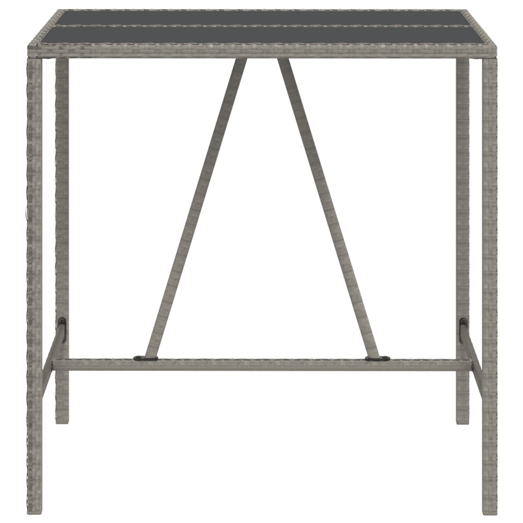 Bartisch mit Glasplatte Schwarz 110x70x110 cm Poly Rattan