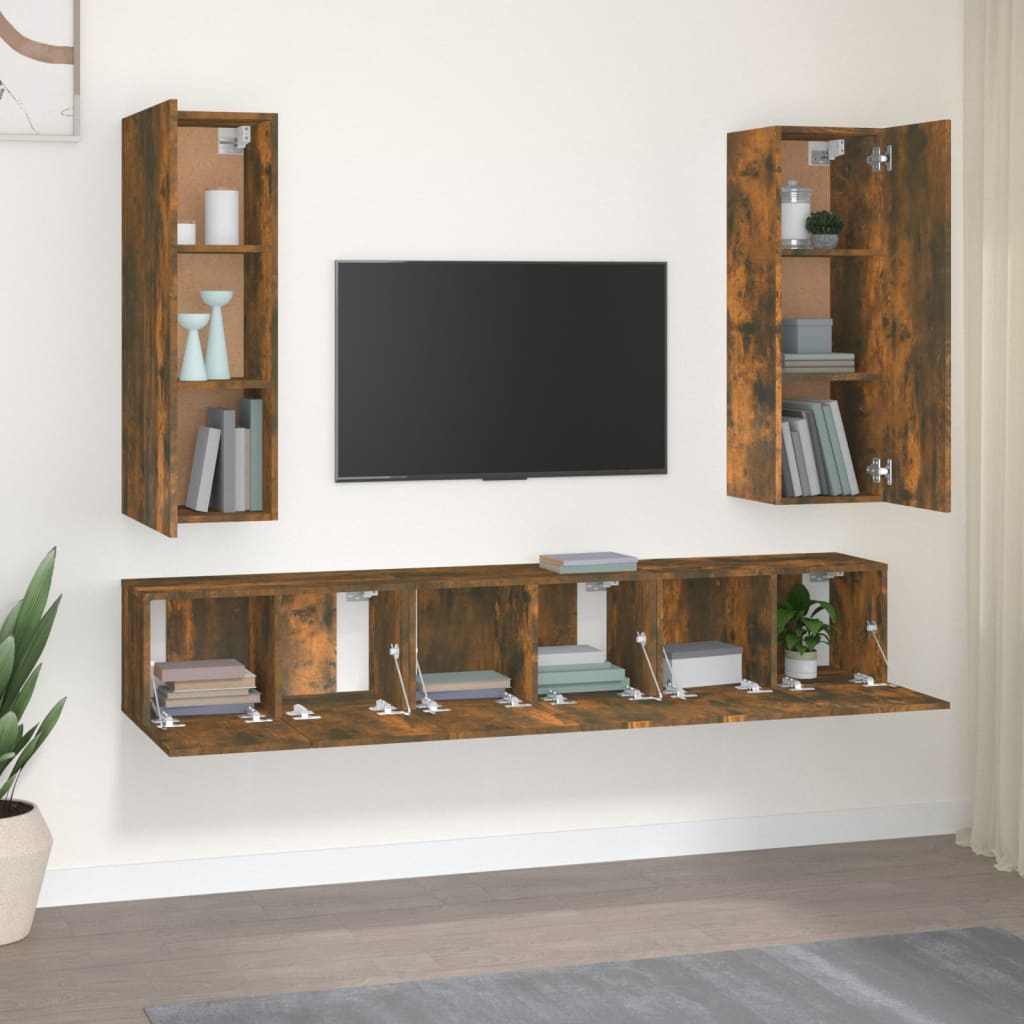 4-tlg. TV-Schrank-Set Weiß Holzwerkstoff