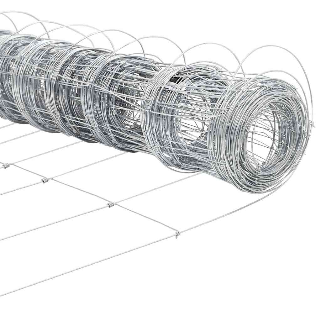 Außen Wildzaun mit Pfosten 25 x 0,8 m Feuerverzinkter Stahl