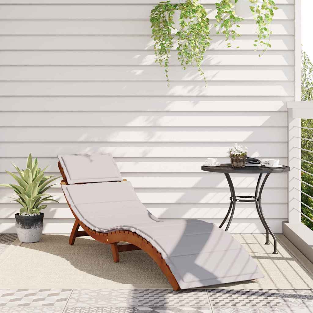 Sonnenliege mit Auflage Beige Massivholz Akazie