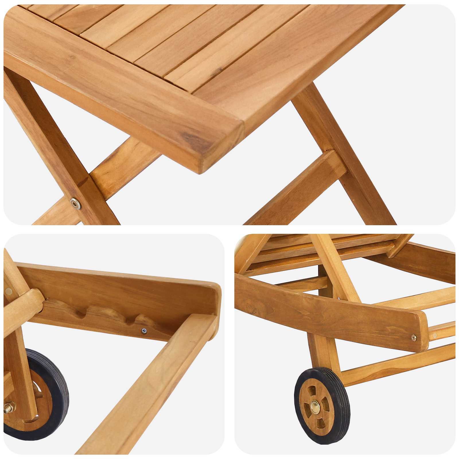 Sonnenliege Braun Massivholz Teak