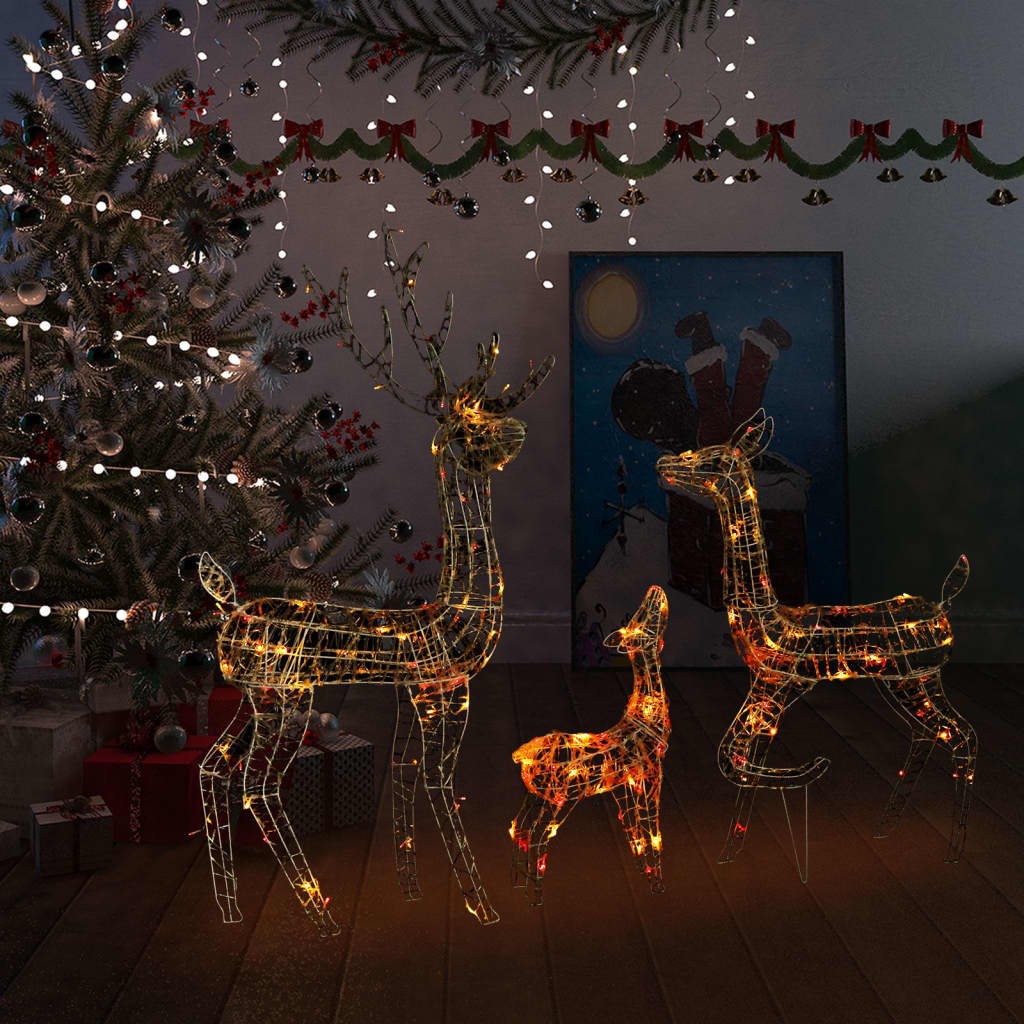 Rentierfamilie Weihnachtsdekoration Weiß und Silber 201 LEDs