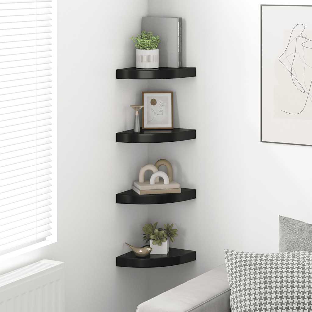Schwebende Eckregale 2 Stk. Hochglanz-Weiß 25x25x3,8 cm MDF
