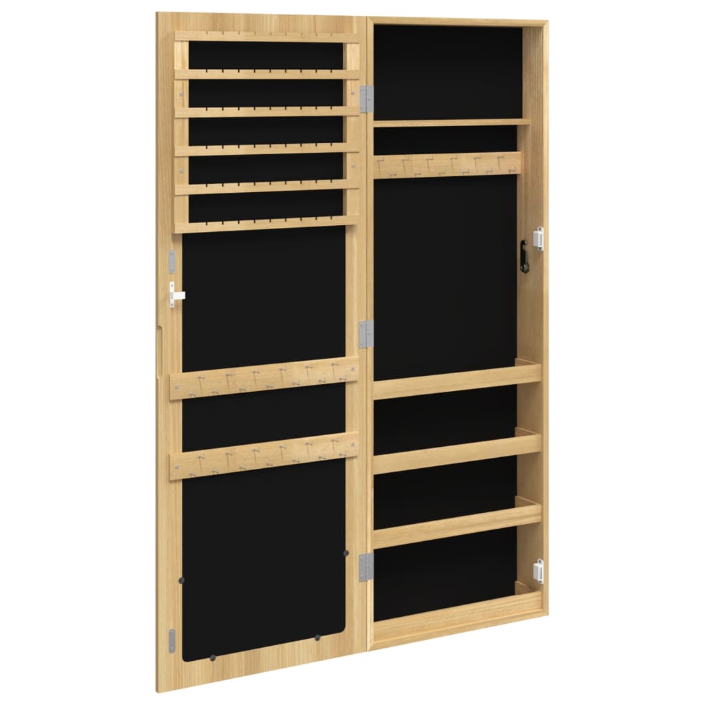 Schmuckschrank mit Spiegel Wandmontage Weiß 37,5x10x106 cm