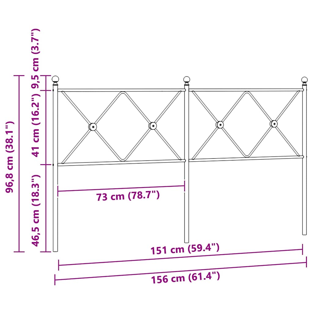 Ersatz-Kopfteil Metall Schwarz 75 cm