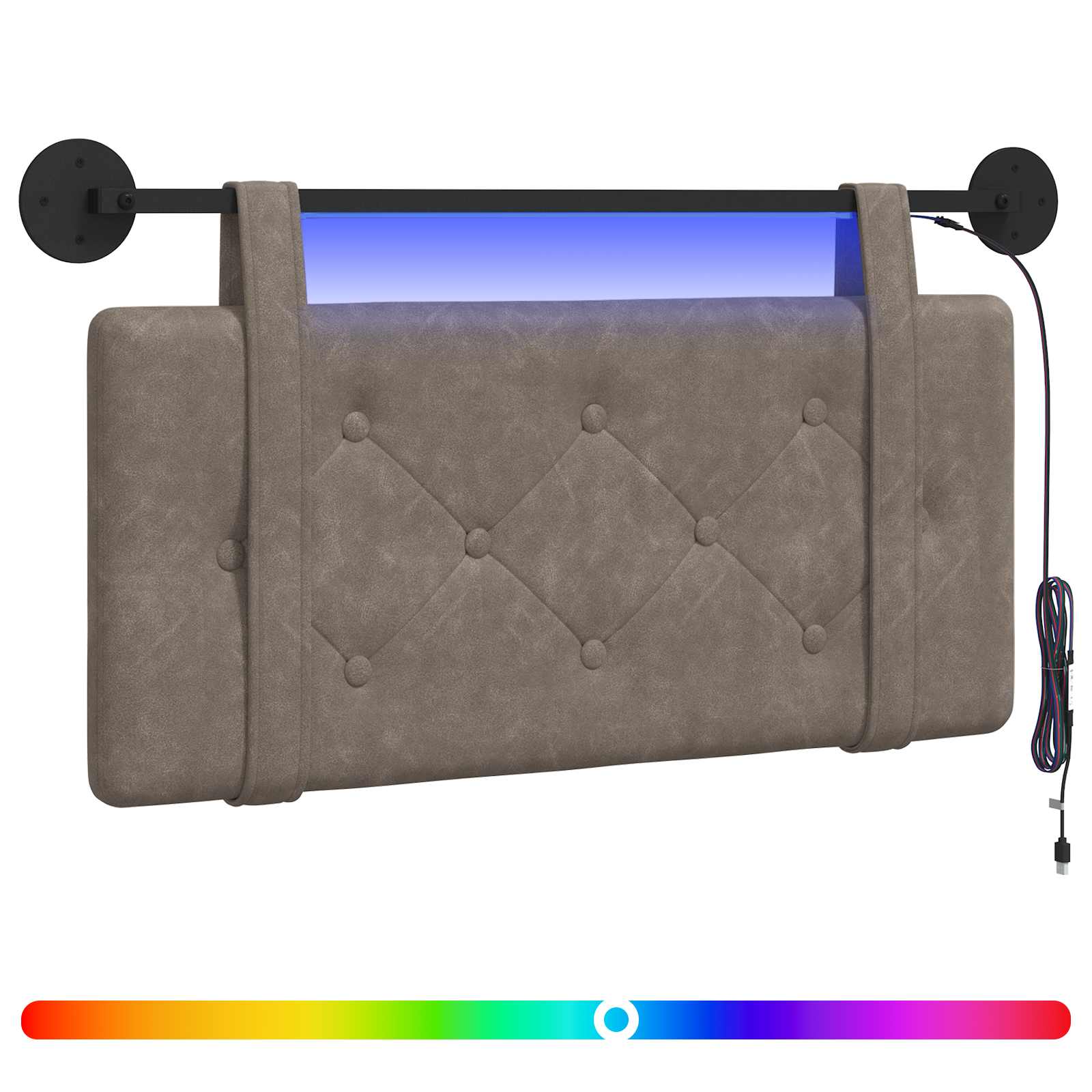 Hängendes Kopfteil Mit LED Licht Schwarz Antikes PU