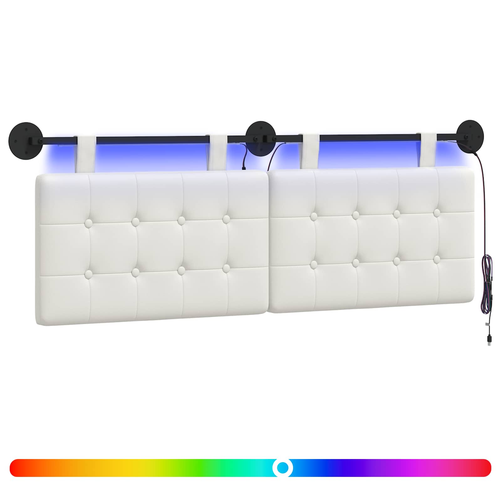 Hängendes Kopfteil Mit LED Licht Creme Kunstleder