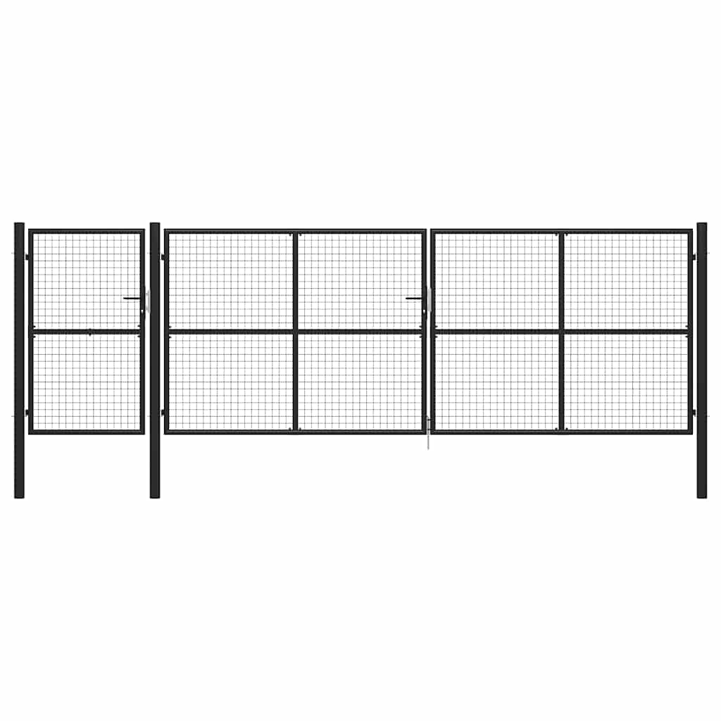 Gartentor aus Stahl 350 x 75 cm Grün