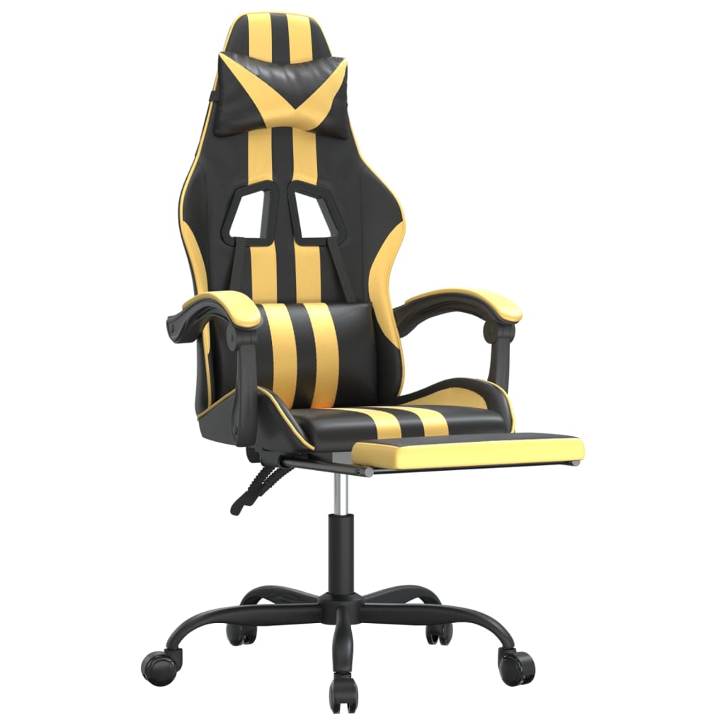 Gaming-Stuhl Drehbar Schwarz und Blau Kunstleder
