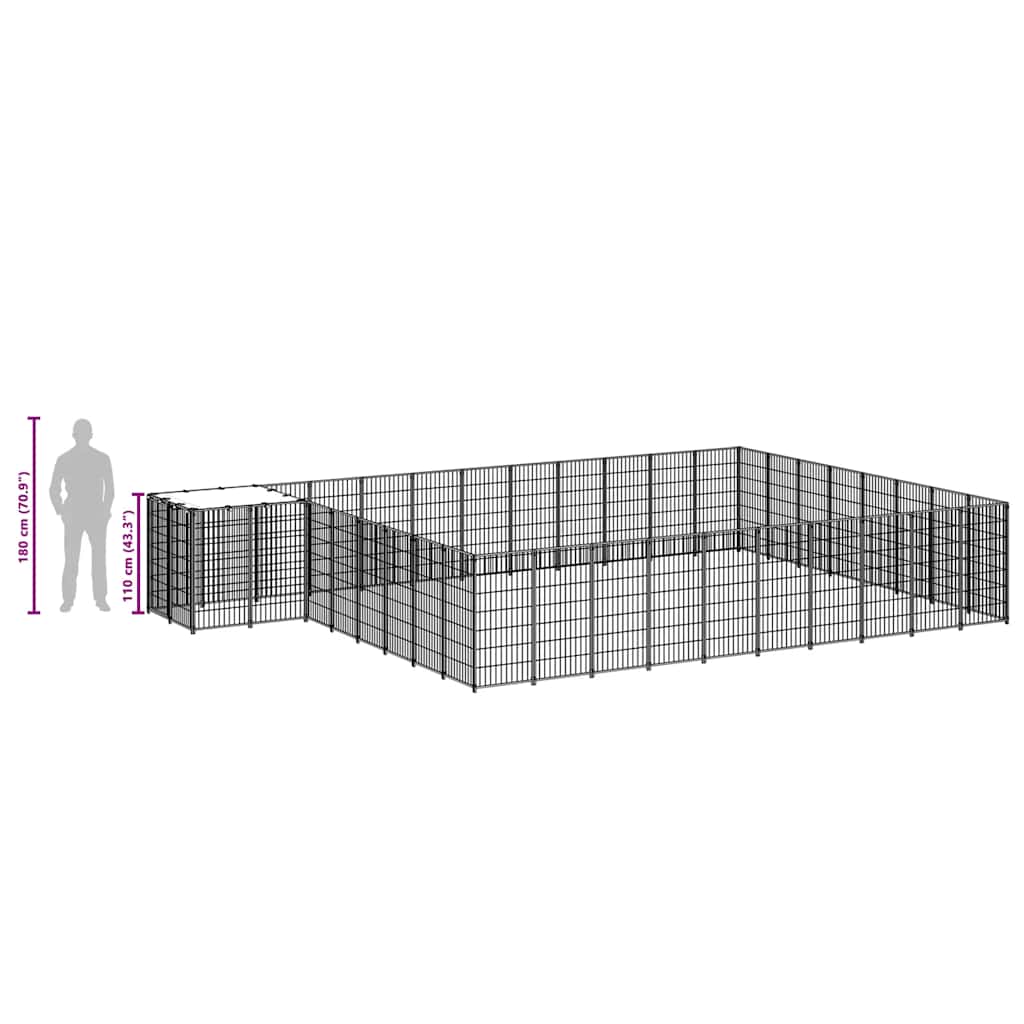 Hundezwinger Schwarz 6,05 m² Stahl