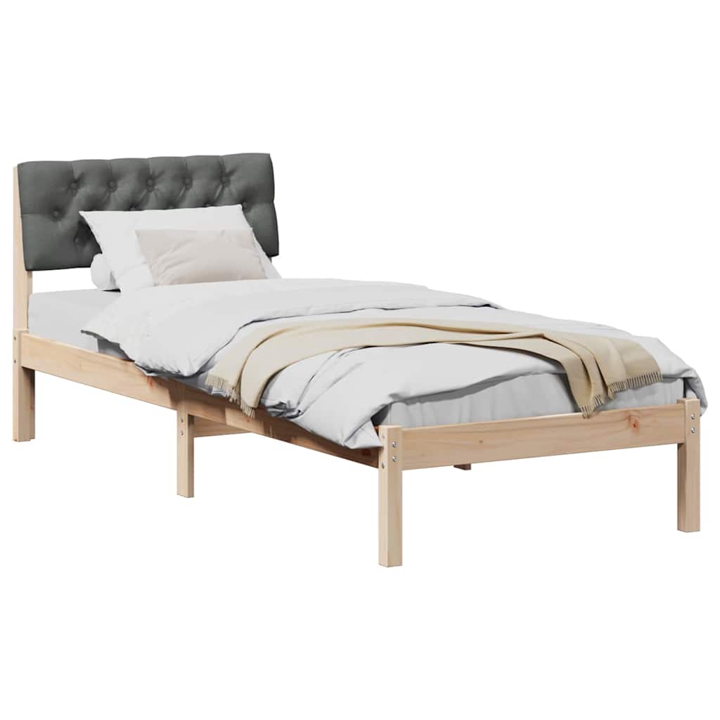 Bettgestell Braun und hellgrau 200 x 200 cm Massivholz Kiefer