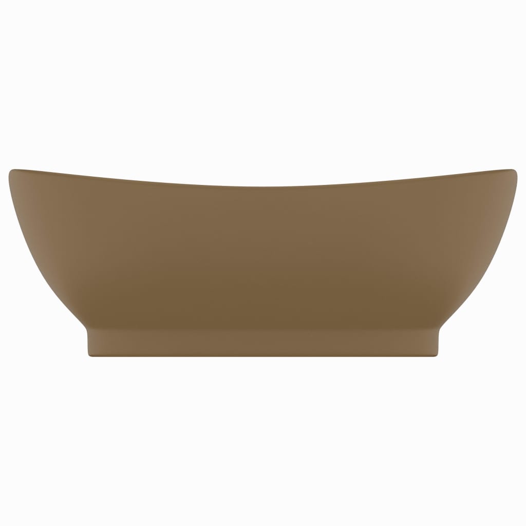 Luxus-Waschbecken Überlauf Oval Matt-Weiß 58,5x39 cm Keramik