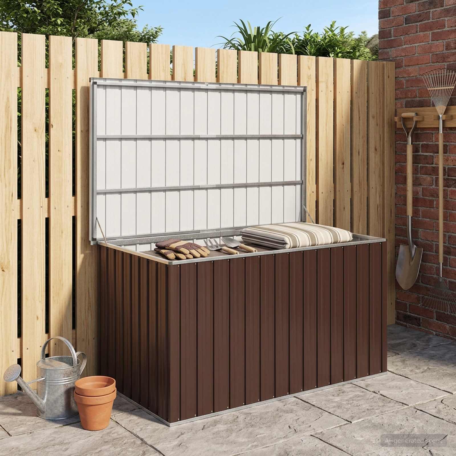 Außenlagerbox Holz 109 x 67 x 65 cm Verzinkter Stahl