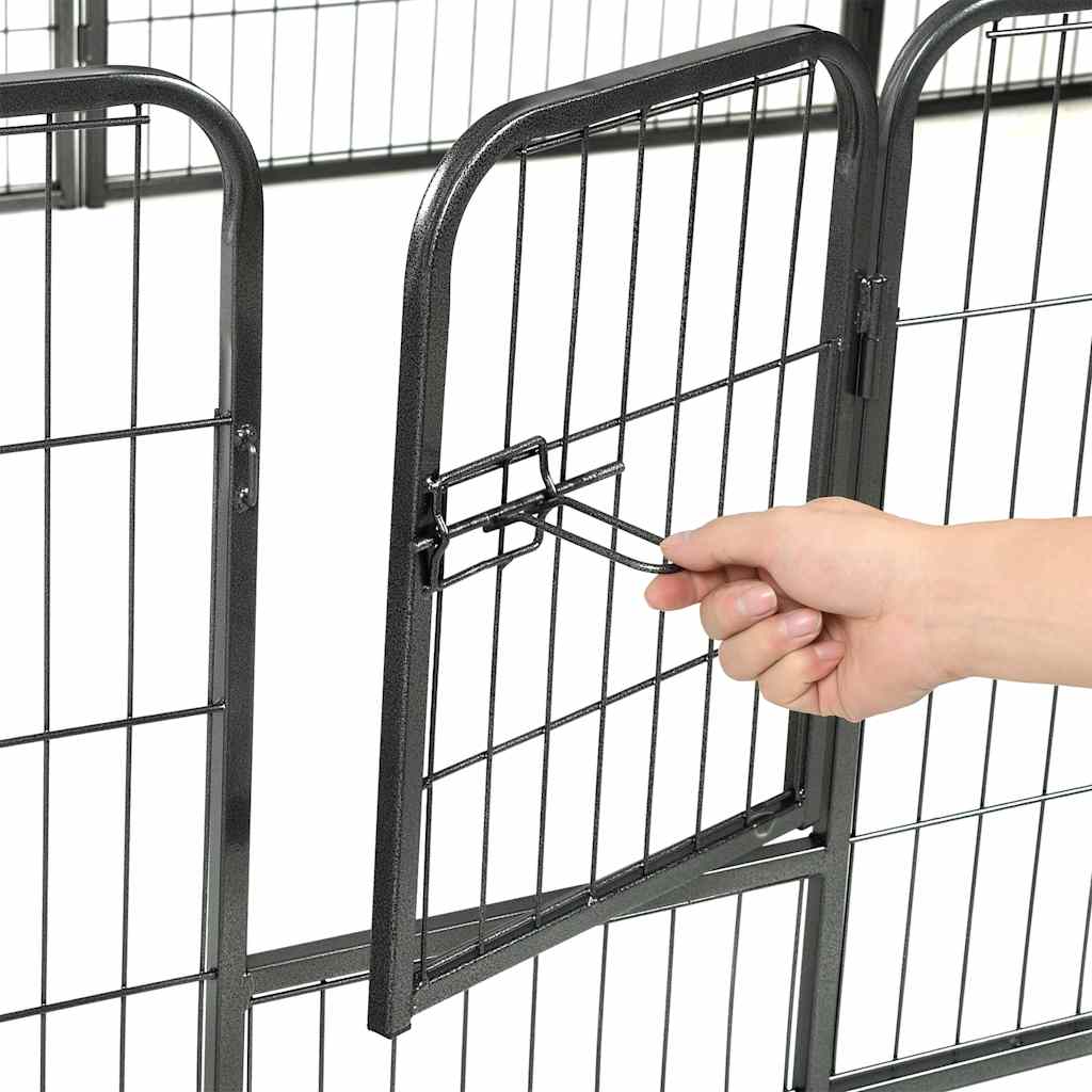 Hunde-Laufgitter 8 Paneele Stahl 60 x 80 cm Schwarz