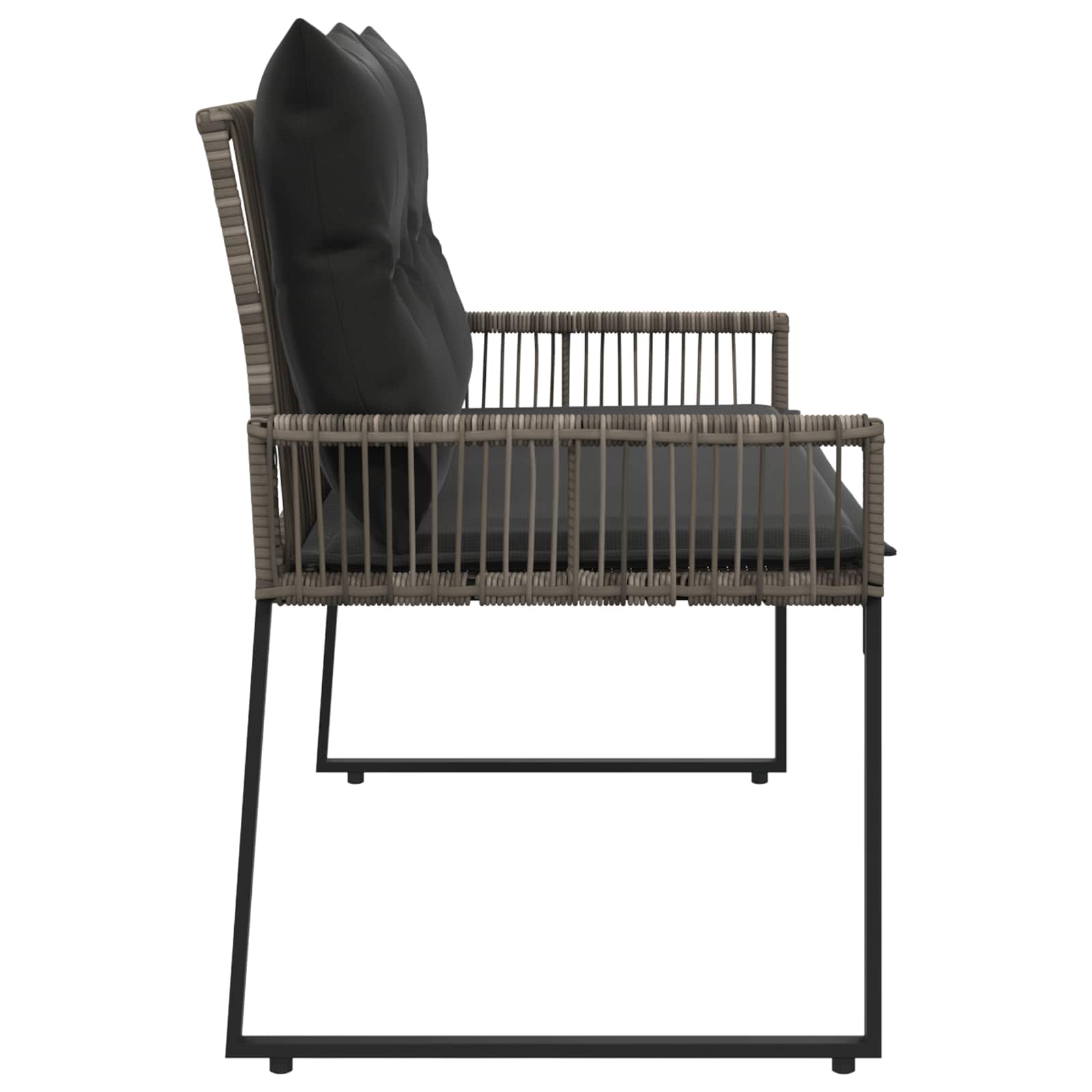 Bank Outdoor mit Kissen 4 pcs Schwarz und Cremeweiß Poly-Rattan