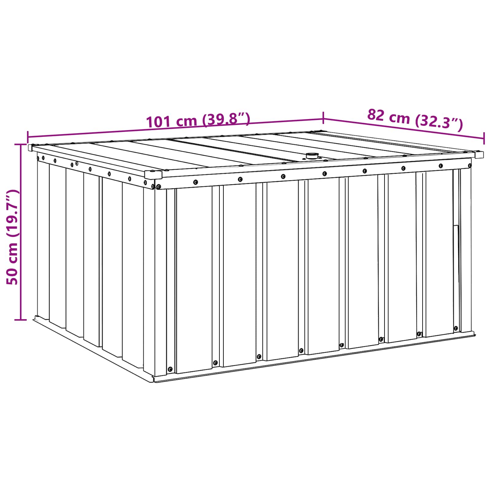 Gartenlagerbox Schwarz 101 x 56,5 x 50 cm Stahl