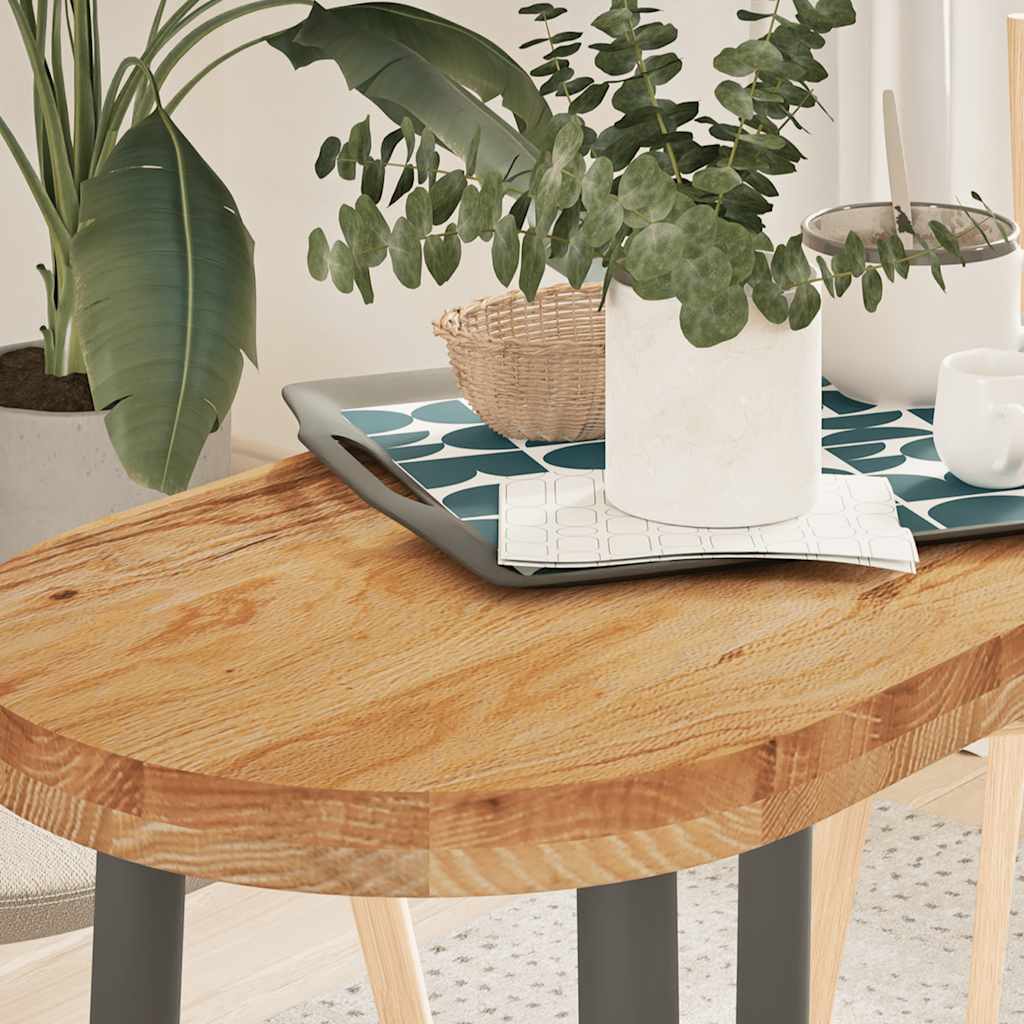 Tischplatte 80x40x2 cm Massivholz Eiche Oval