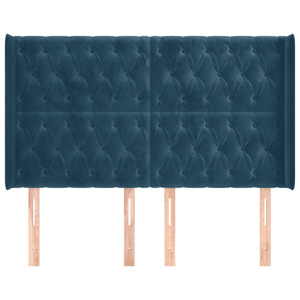 Kopfteil mit Ohren Dunkelblau 93x16x78/88 cm Samt