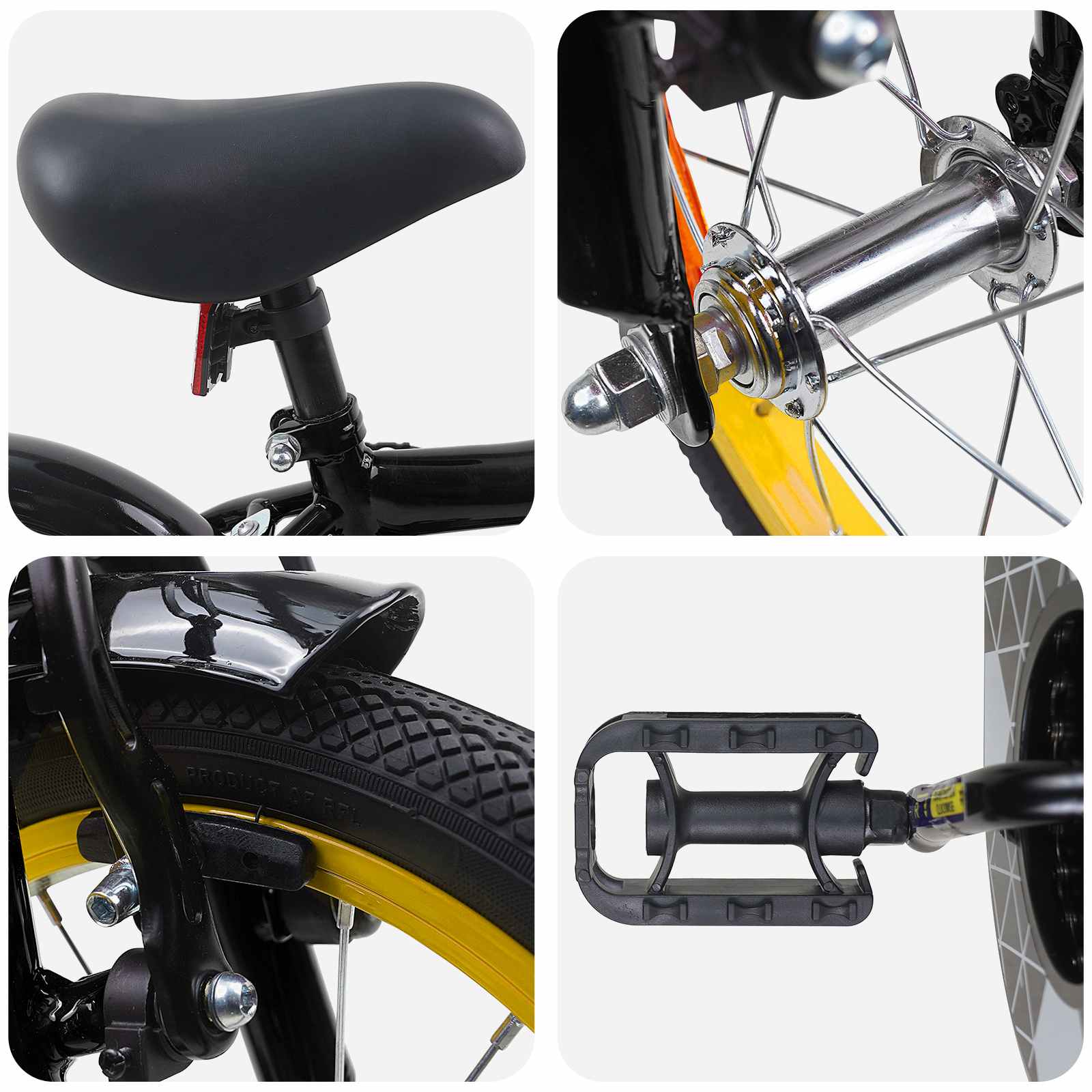 Kinderfahrrad 12 Zoll für 2-4 Jahre alt Schwarz