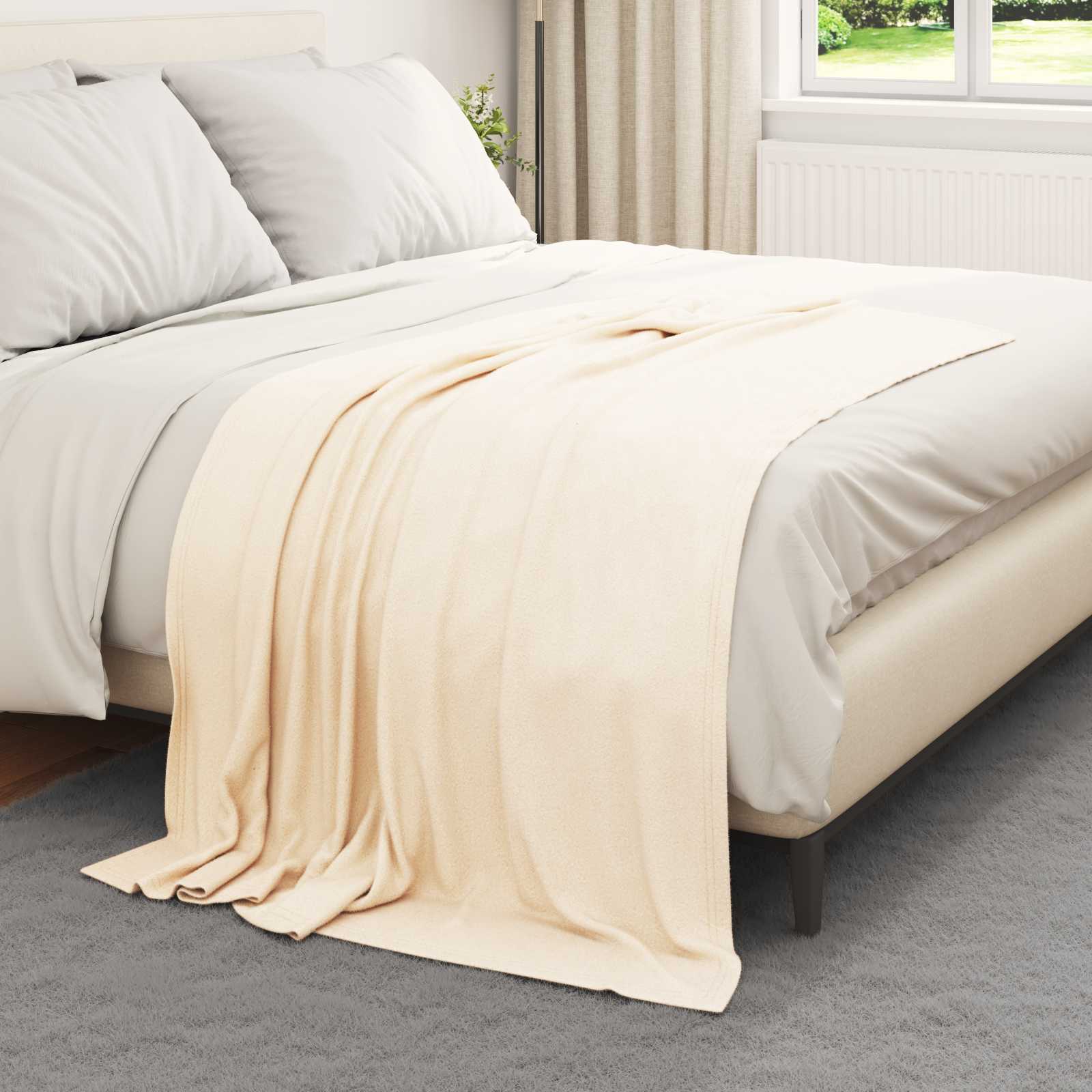 Überwurfdecke Beige 170 x 130 cm Fleece