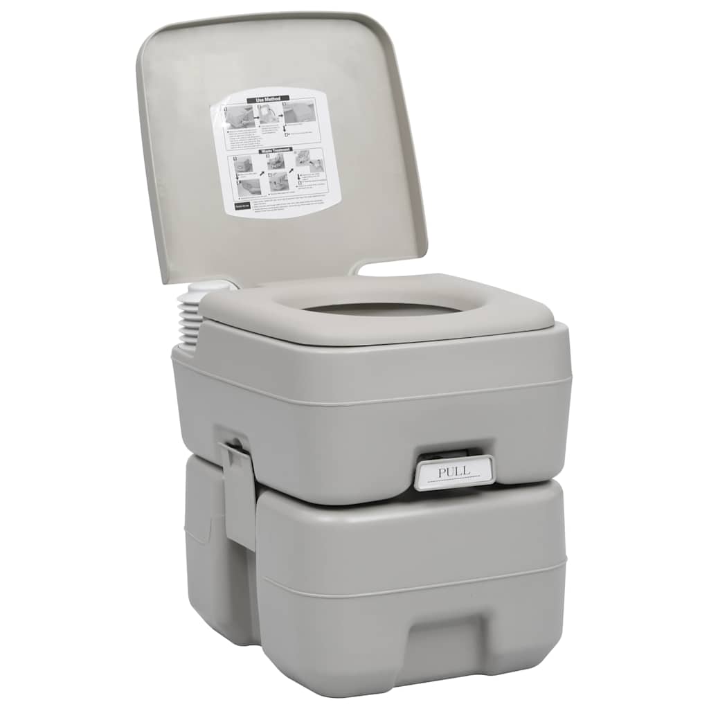 Camping-Toilette Grau und Weiß 41,5 x 36,5 x 30 cm Polyethylen