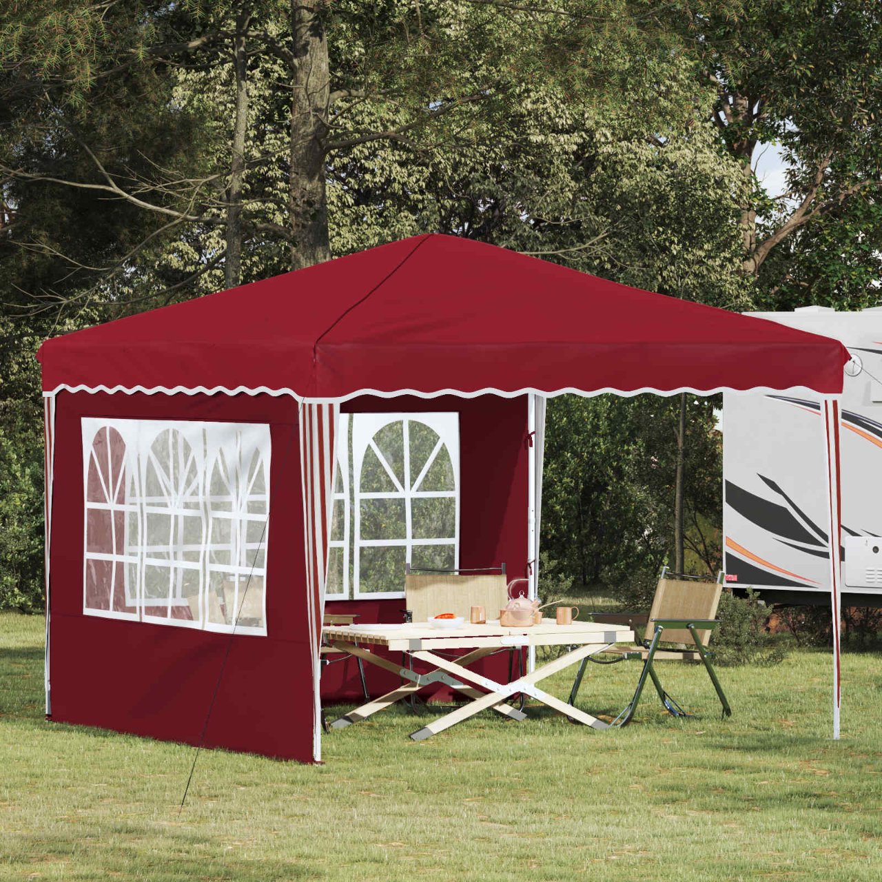 Pop-up Partyzelt 288 x 288 x 245 cm Creme Oxford-Stoff