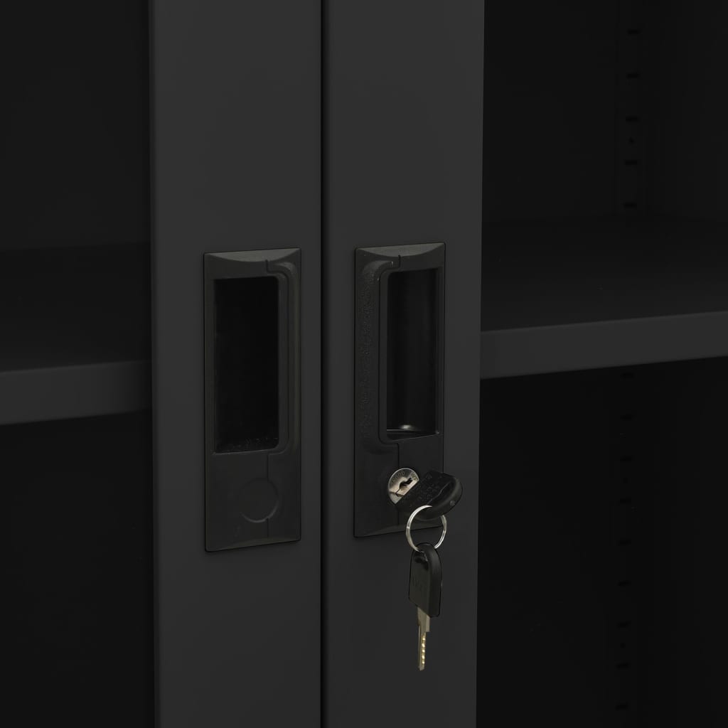 Büroschrank Weiß 90x40x180 cm Stahl und Hartglas