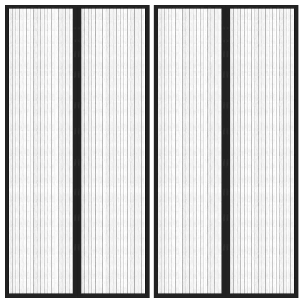 Fliegengitter-Türvorhänge 2 Stk. Magnet Schwarz 200x80 cm
