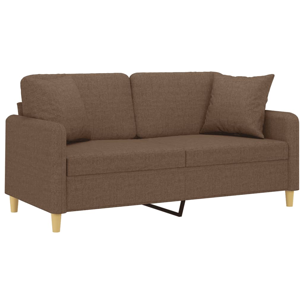 2-Sitzer-Sofa mit Zierkissen Braun 120 cm Stoff