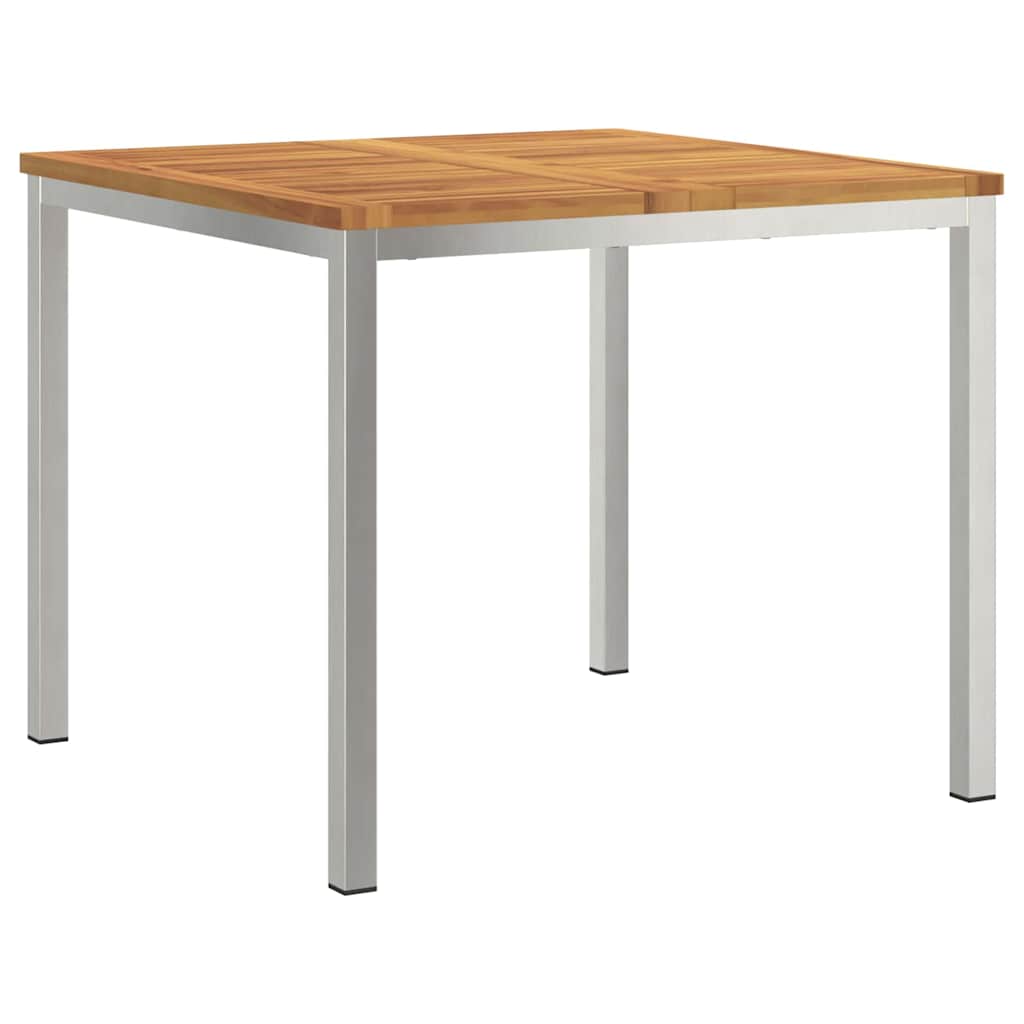 Esstisch 90x90x75 cm Massives Akazienholz und Edelstahl
