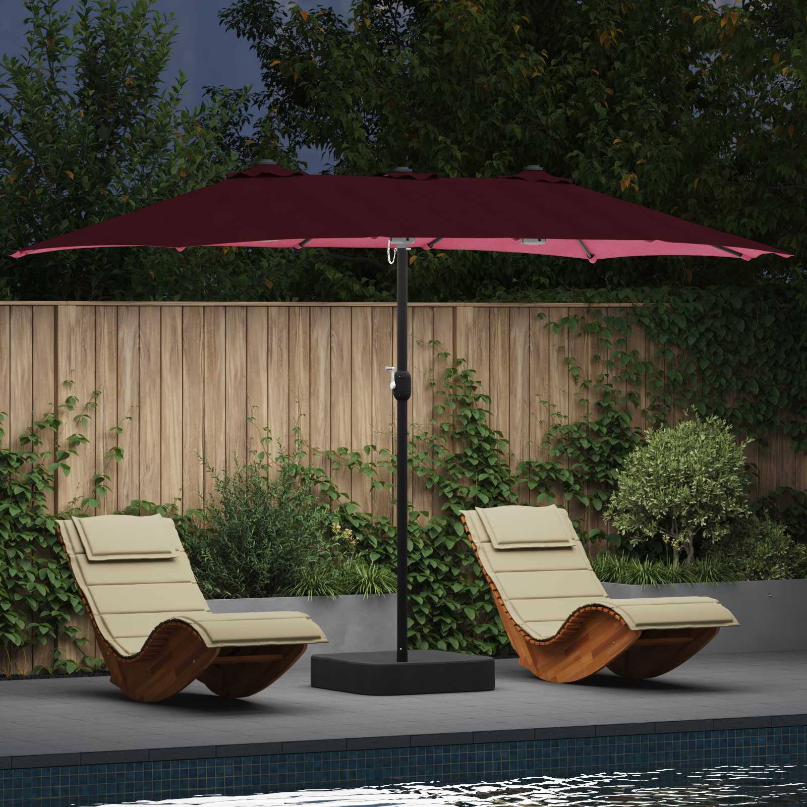 Garten-Sonnenschirm Sand und Anthrazit 385 x 209 x 244 cm