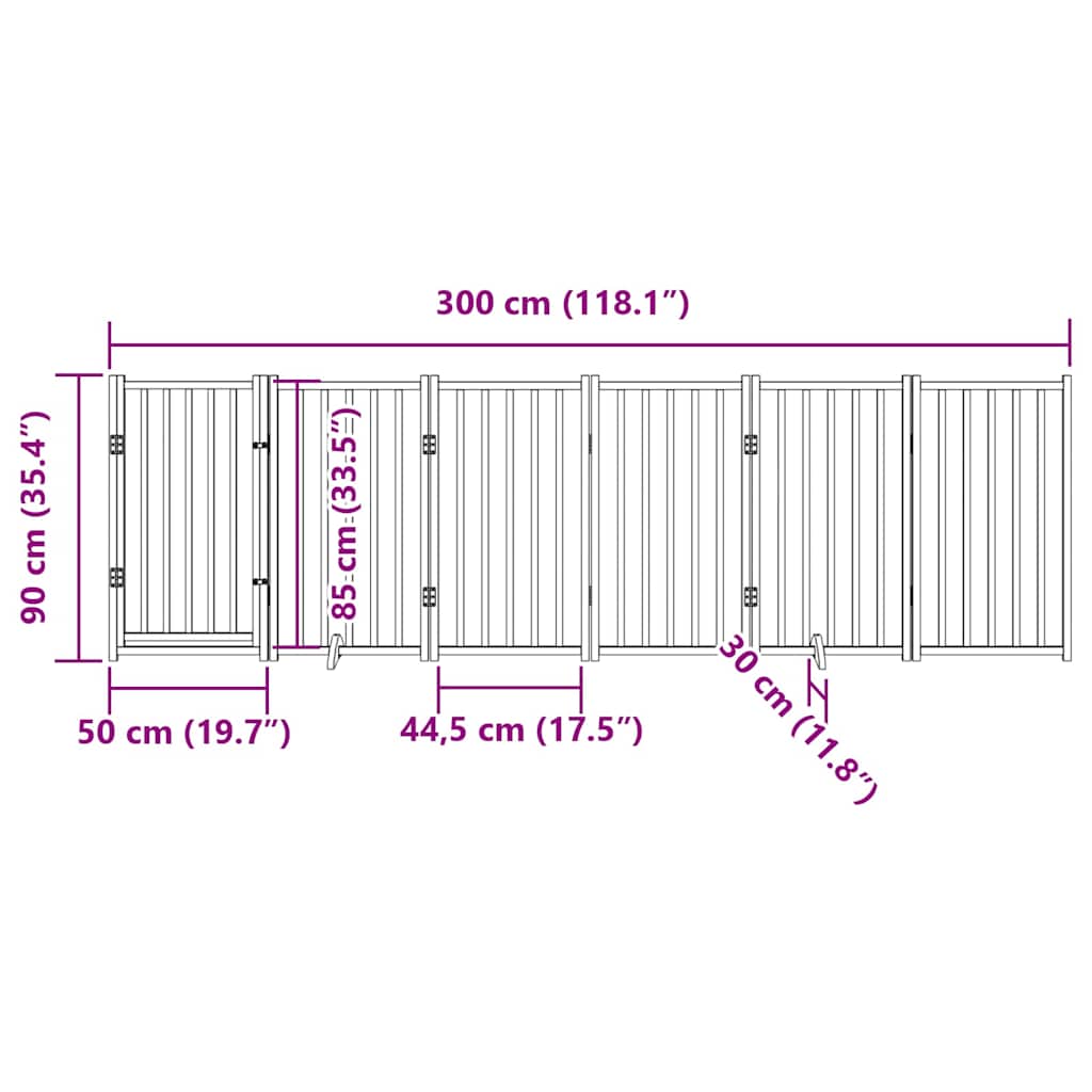 3-tlg. Hundetor Faltbar 150 cm Massivholz Tanne