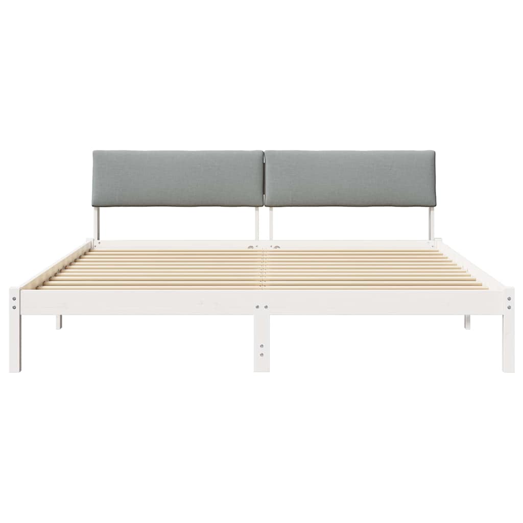 Bettgestell Braun und hellgrau 200 x 200 cm Massivholz Kiefer