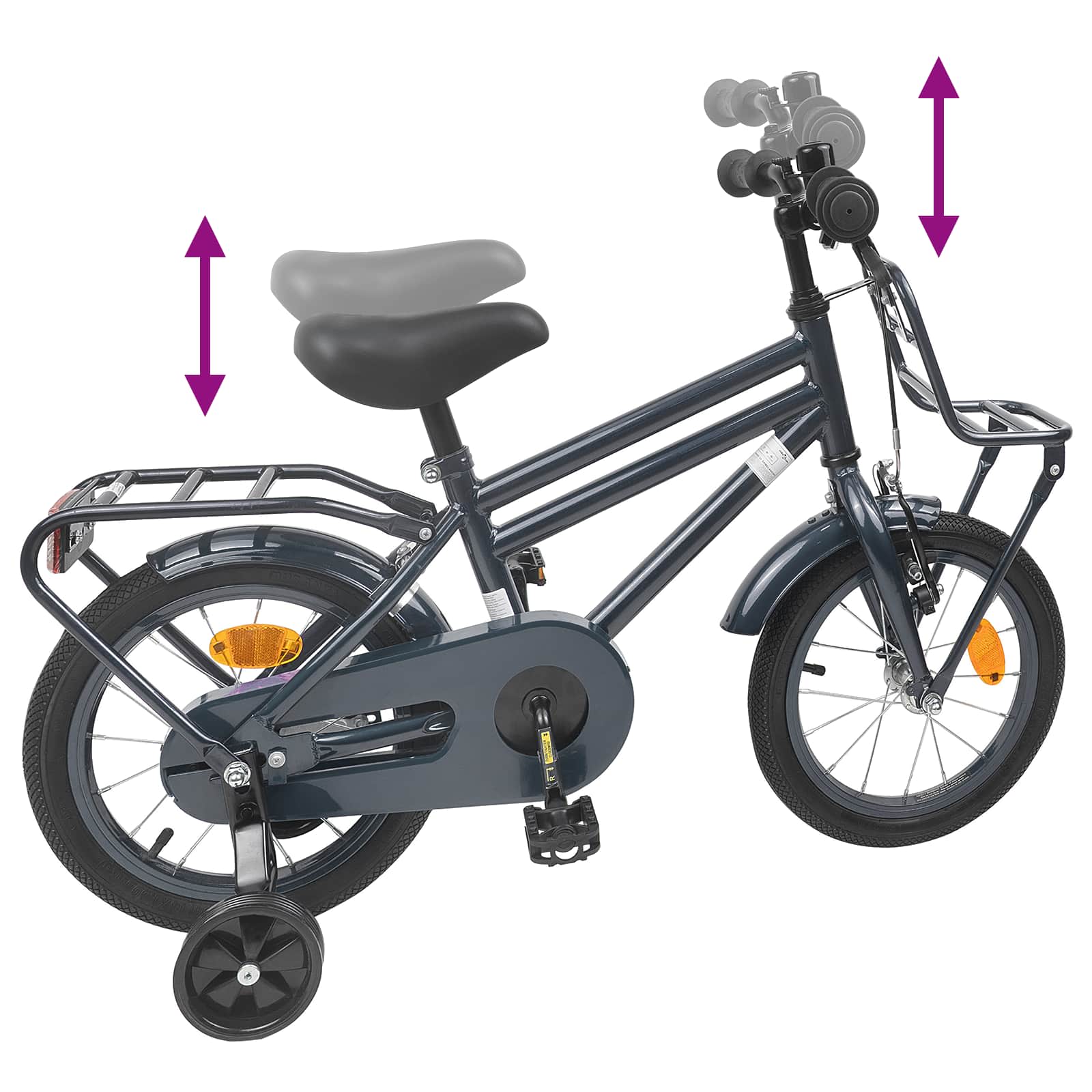 Kinderfahrrad 12 Zoll für 2-4 Jahre alt Schwarz
