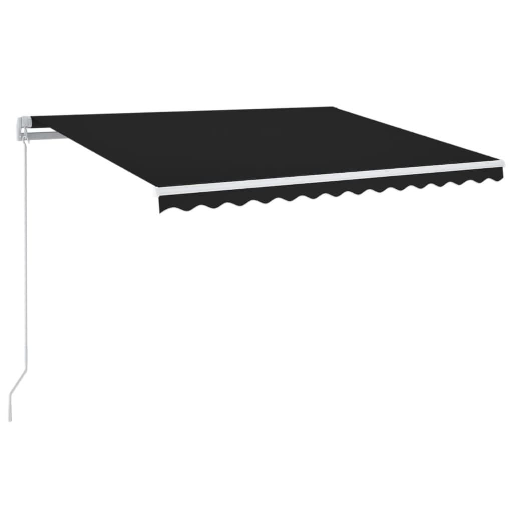 Markise Manuell Einziehbar mit LED 300x250 cm Blau und Weiß