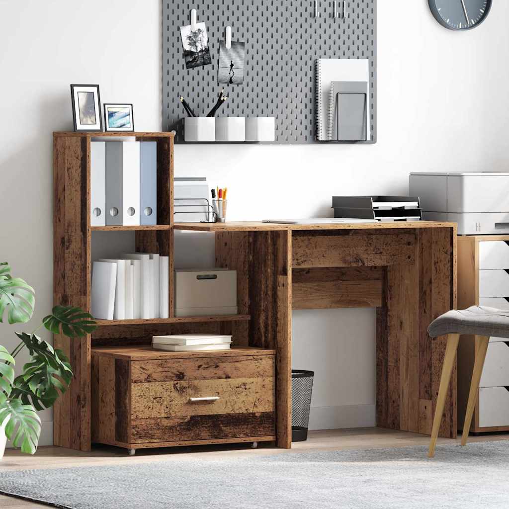 Schreibtisch mit Regal Weiß 131,5 x 50 x 106,5 cm Holzwerkstoff