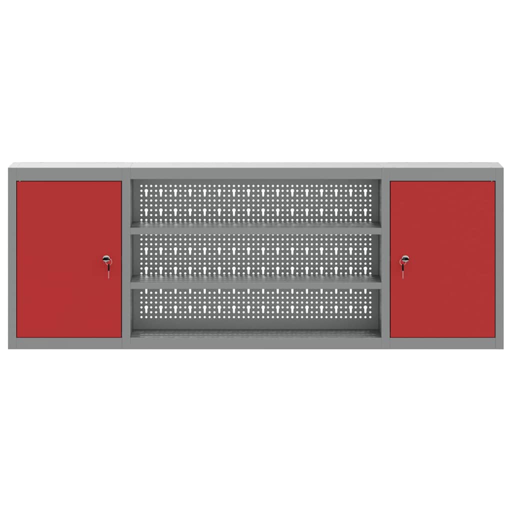 Werkzeugschrank mit Regal Schwarz und Grau 55 x 55 x 55 cm