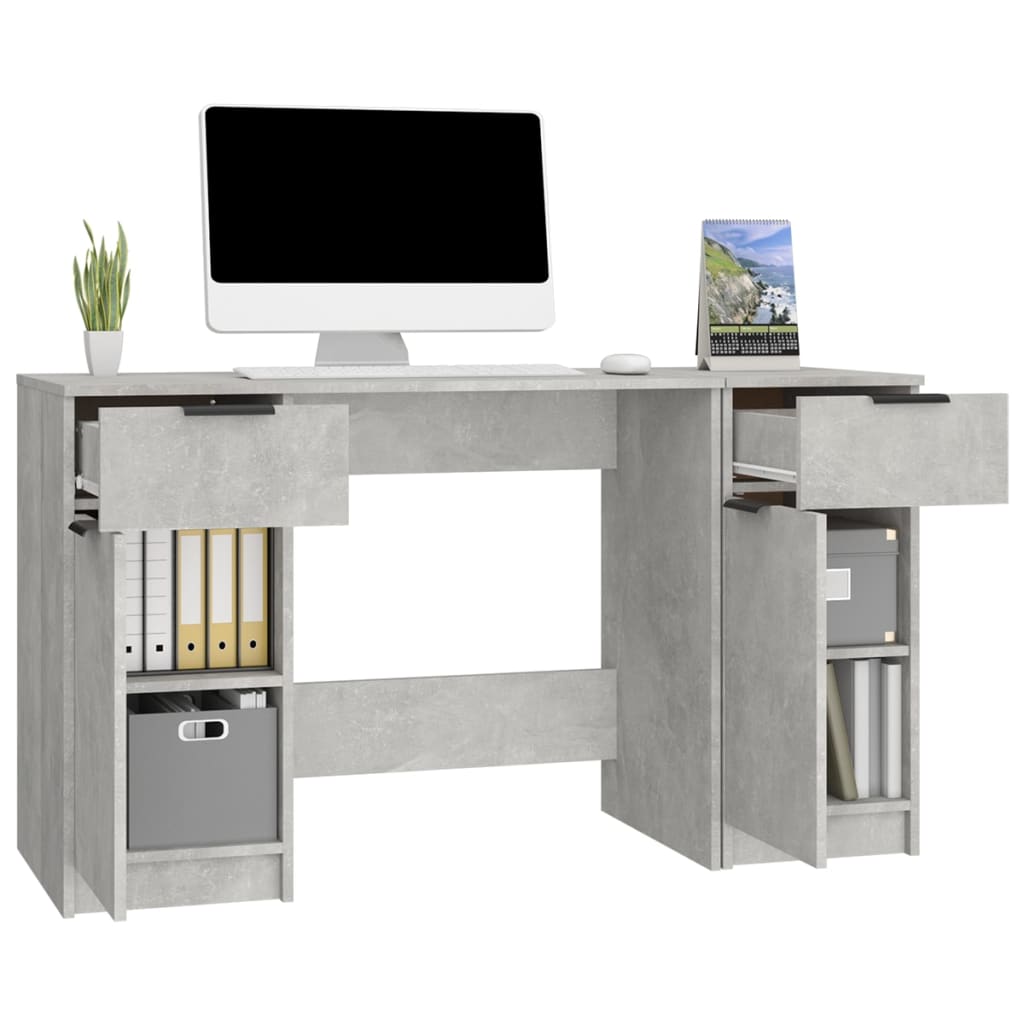Schreibtisch mit Beistellschrank Weiß Holzwerkstoff