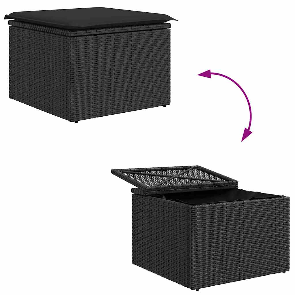 Garten Essgruppe mit Kissen 6 pcs Schwarz und Creme