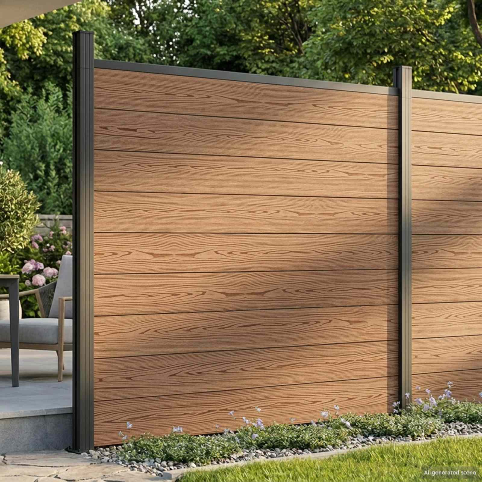 Zaunelement WPC 180x186 cm Schwarz