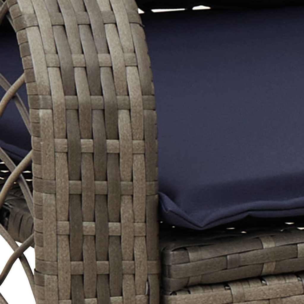 Garten-Schaukelstuhl mit Kissen Schwarz Poly Rattan