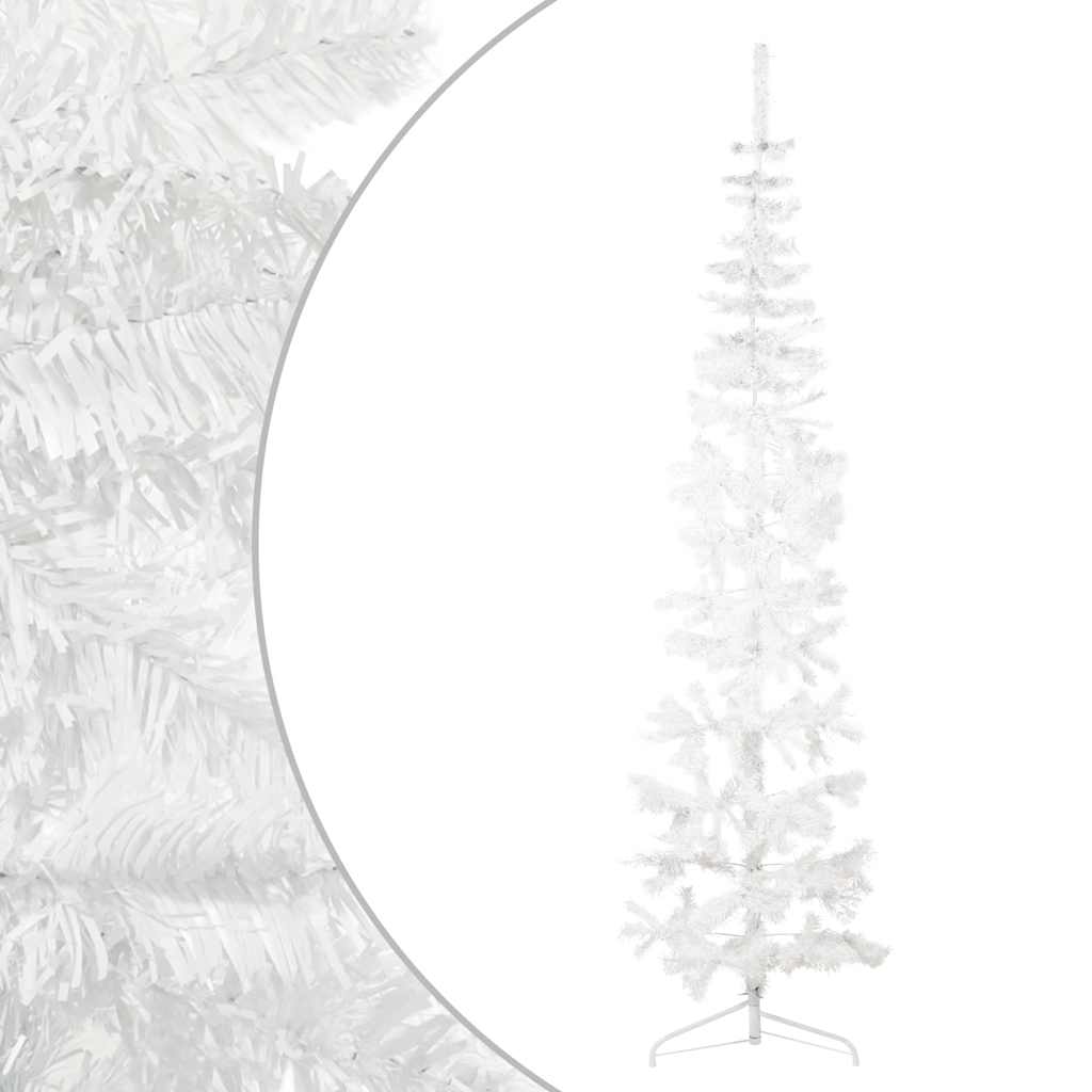 Künstlicher Halb-Weihnachtsbaum mit Ständer Schlank Weiß 180 cm