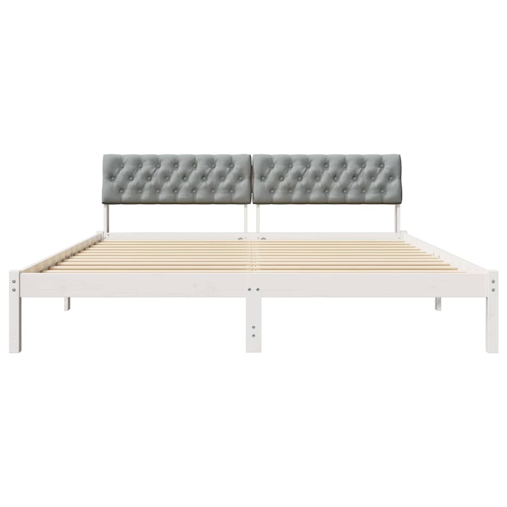 Bettgestell Braun und hellgrau 200 x 200 cm Massivholz Kiefer