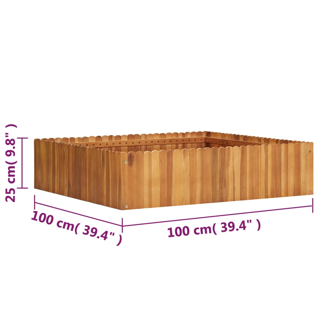 Garten-Hochbeet 50 x 30 x 25 cm Massivholz Akazie