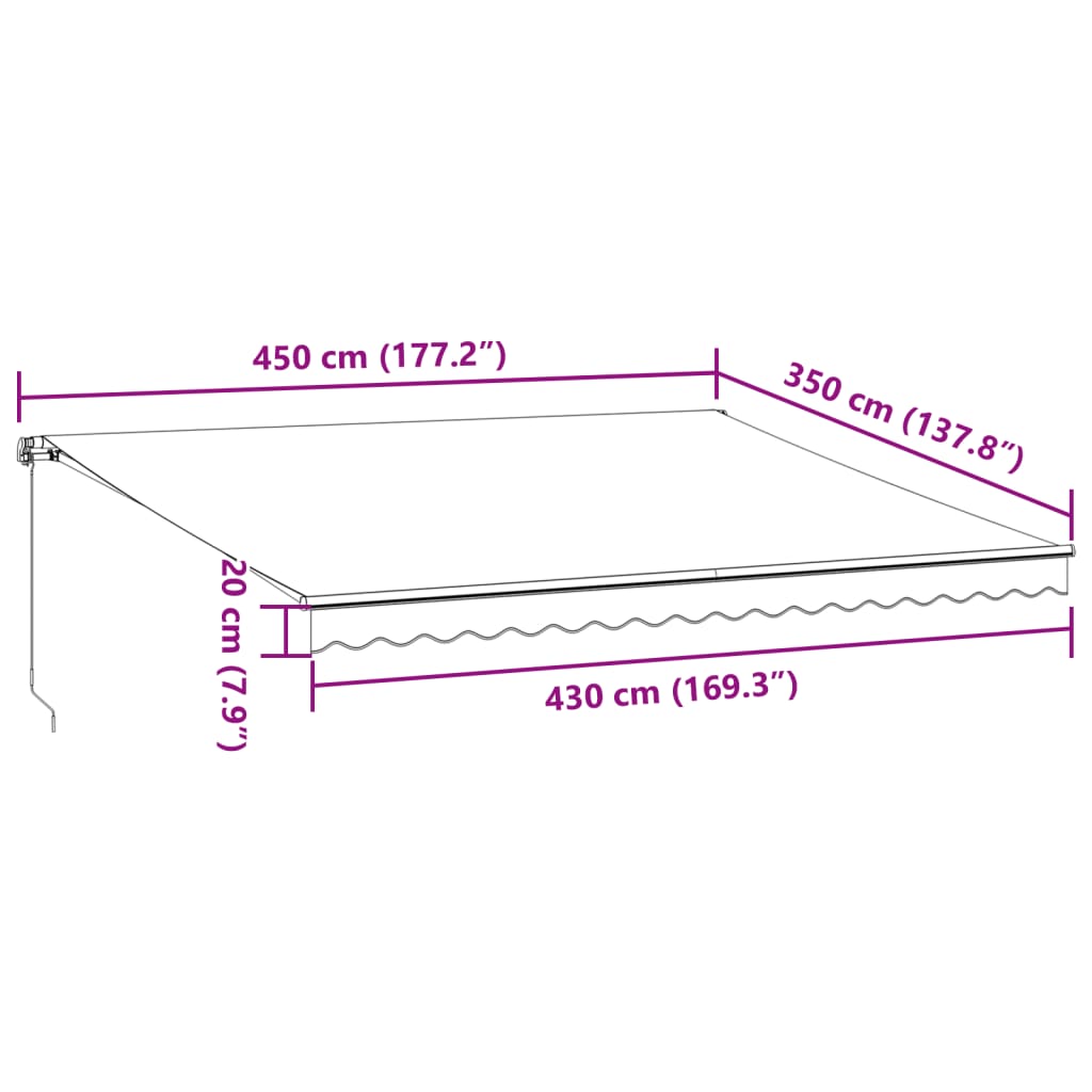 Markise Manuell Einziehbar mit LED 300x250 cm Blau und Weiß
