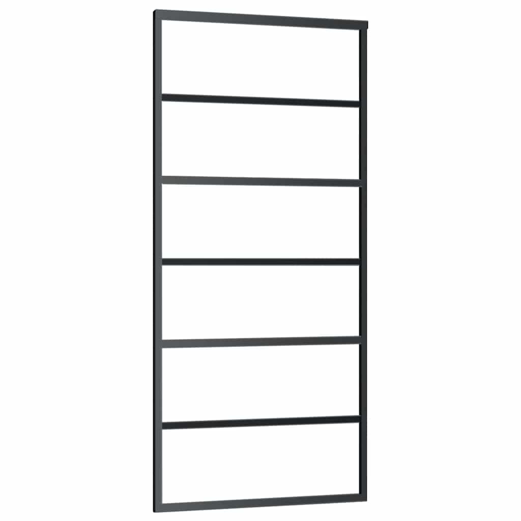 Schiebetür 3-teilig ESG-Glas und Aluminium 76x205 cm Schwarz