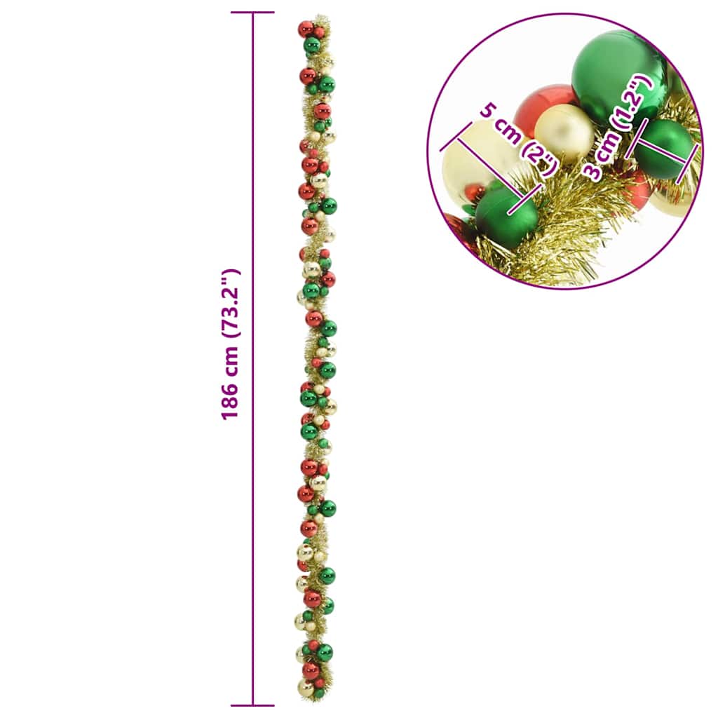 Weihnachtskugelgirlande Schwarz 186 cm Polystyrol