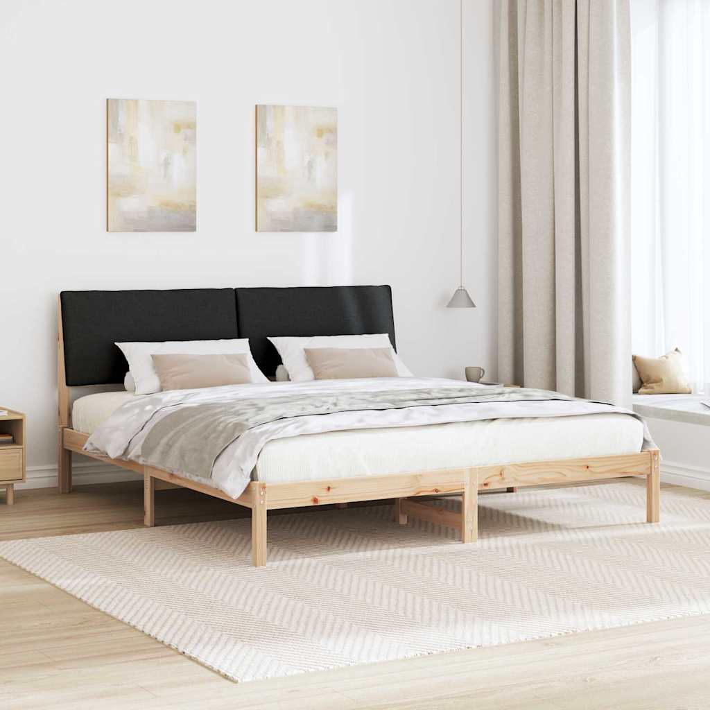 Bettgestell Braun und hellgrau 200 x 200 cm Massivholz Kiefer