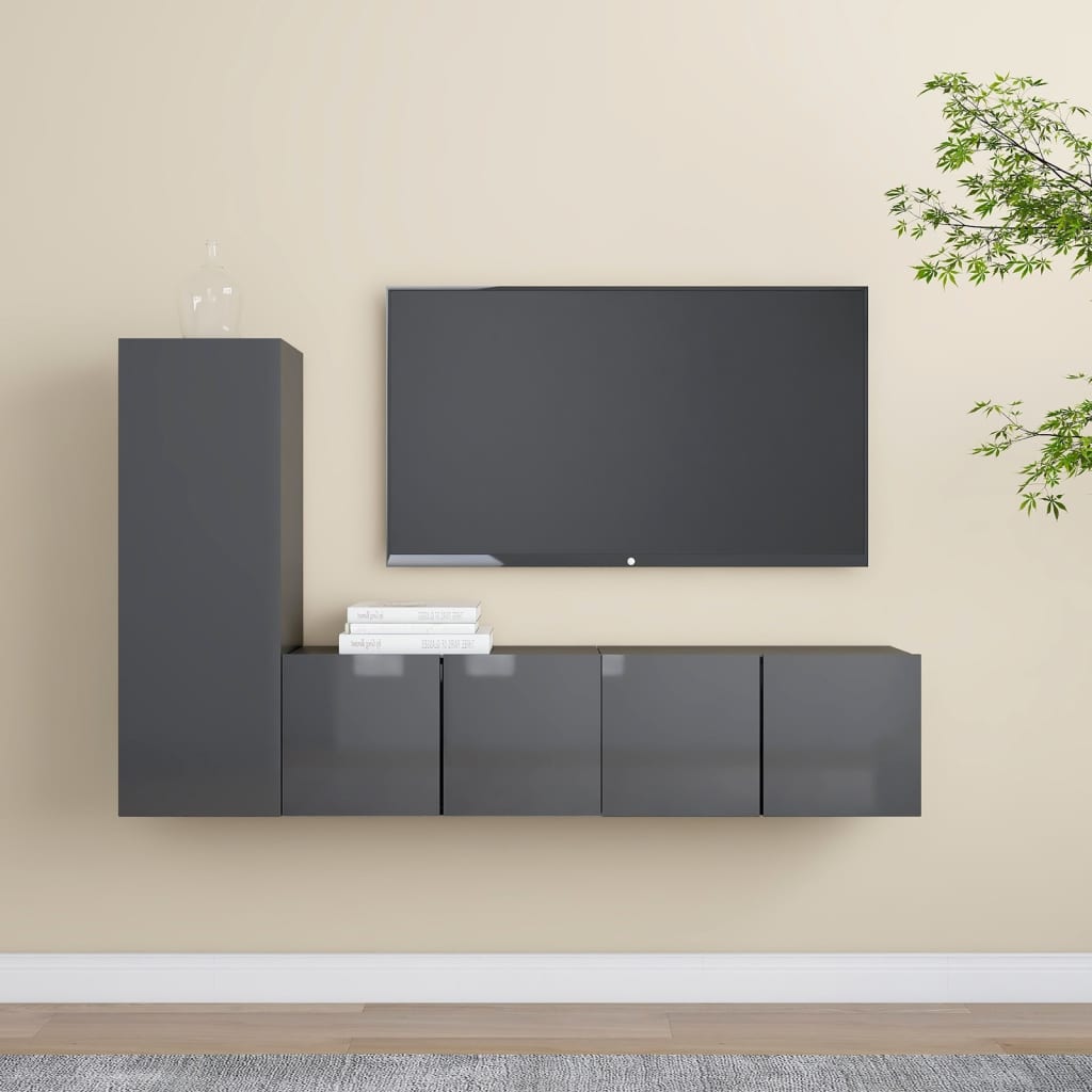 3-tlg. TV-Schrank-Set Weiß Holzwerkstoff